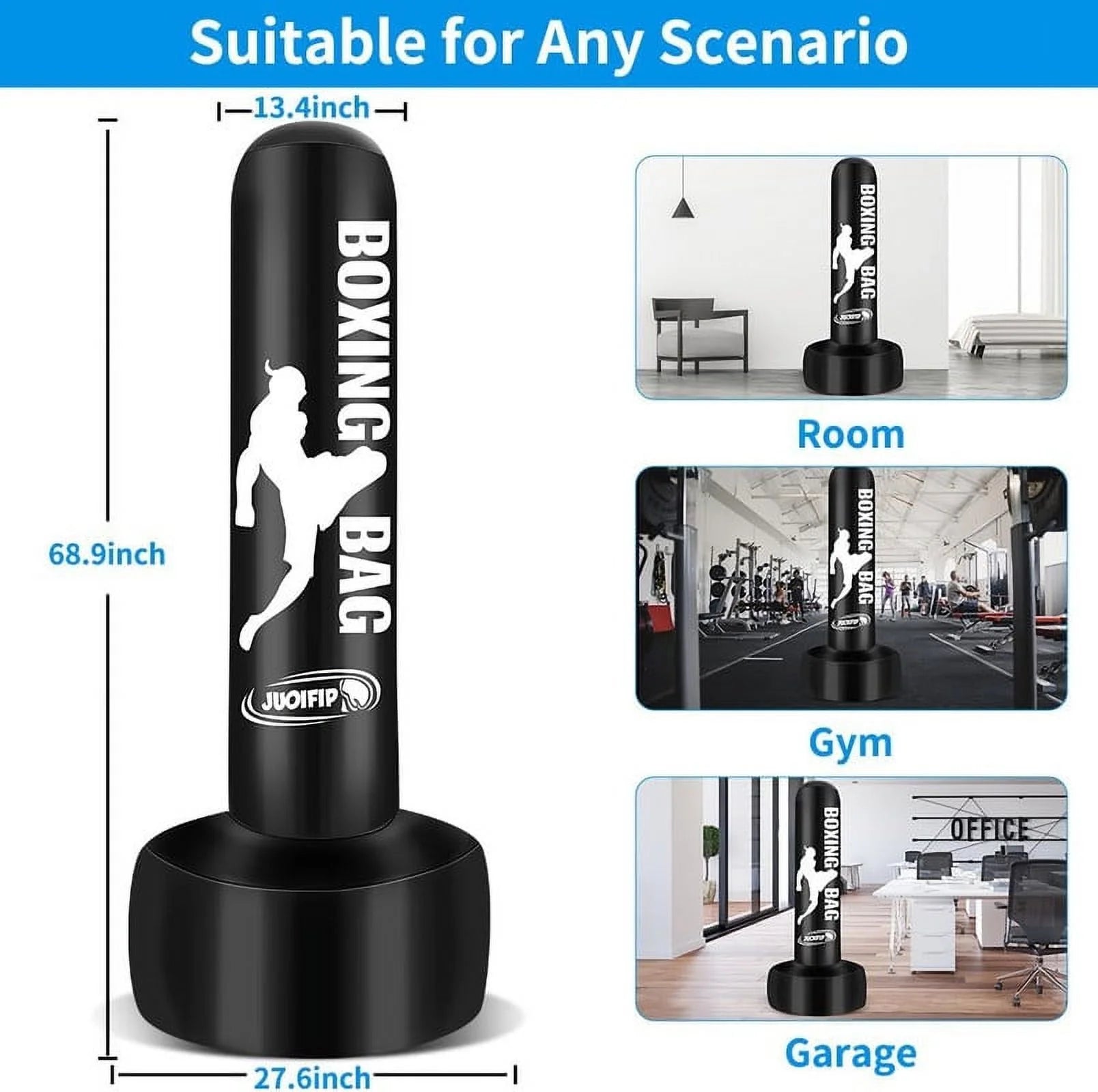 Heavy Punching Bags for Adults Freestanding Boxing Bag with Stand Men Stand Kickboxing Bag Ideal Standing Inflatable Kickboxing Bag