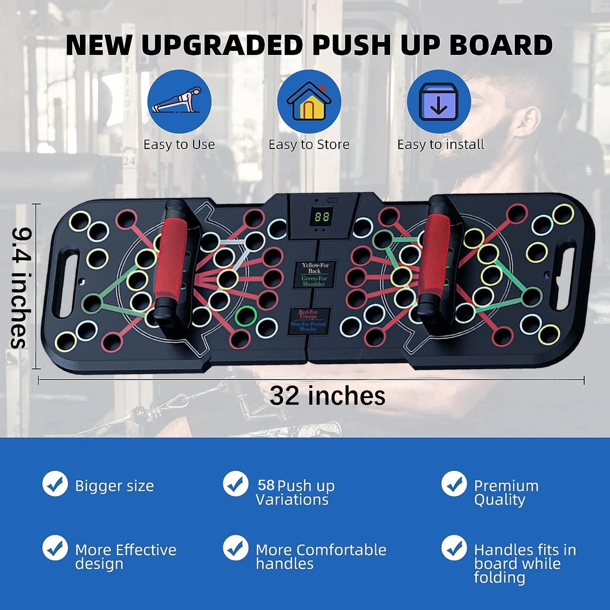 Push up Board with Smart Count,Multi-Function 60 in 1 Push up Bar (Foldable & Portable),Push up Handles for Floor,Professional Home Workout Equipment,Gym Equipment Strength Training Equipment for Men